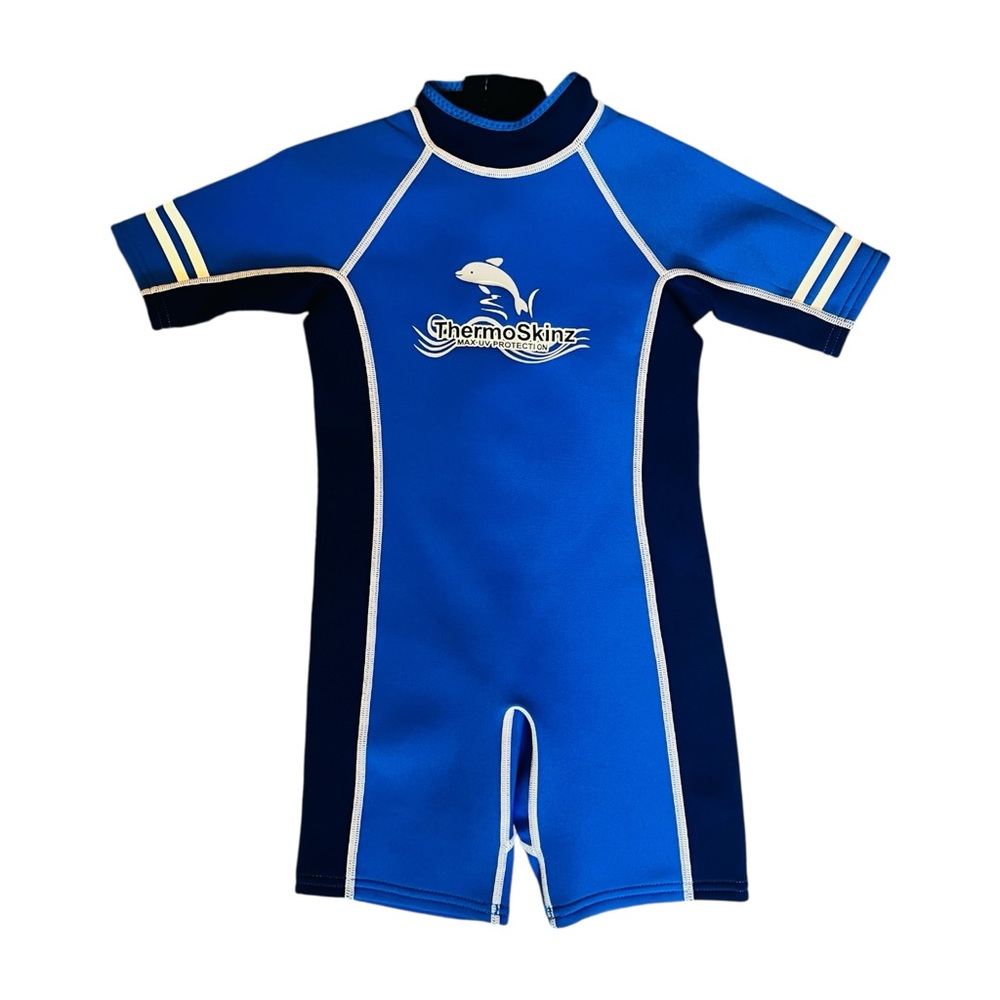 ThermoSkinz Back Zip Short Sleeve Spring Neoprene Wetsuit Kids Blue NWOT Size 6